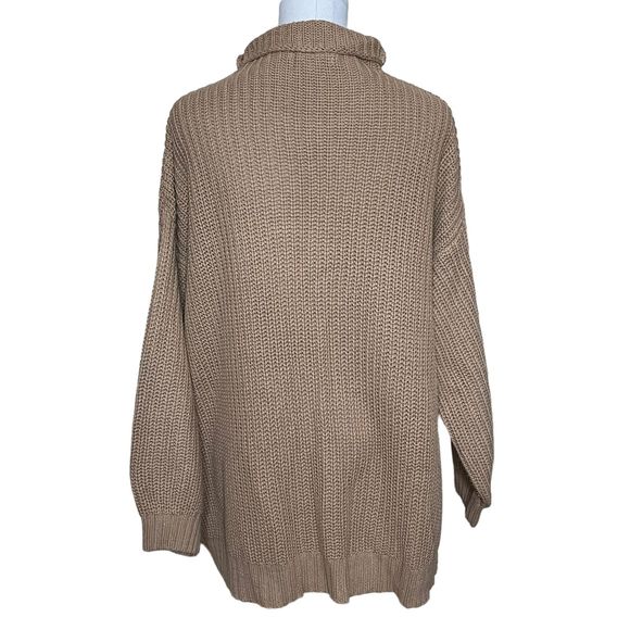 American Eagle Cable Knit Sweater Women's XS/S Tan Drop Sleeve Oversized Knit - Picture 2 of 9